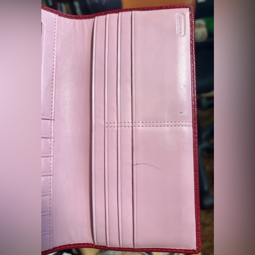 2008 SET Coach Gallery Tote Red Leather w Coach Classic Red Leather Soho Wallet - Picture 14 of 15